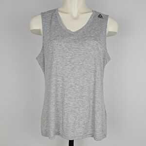 Reebok Speedwick Women's Tank Top V Neck Heathered Grey Lightweight Size L